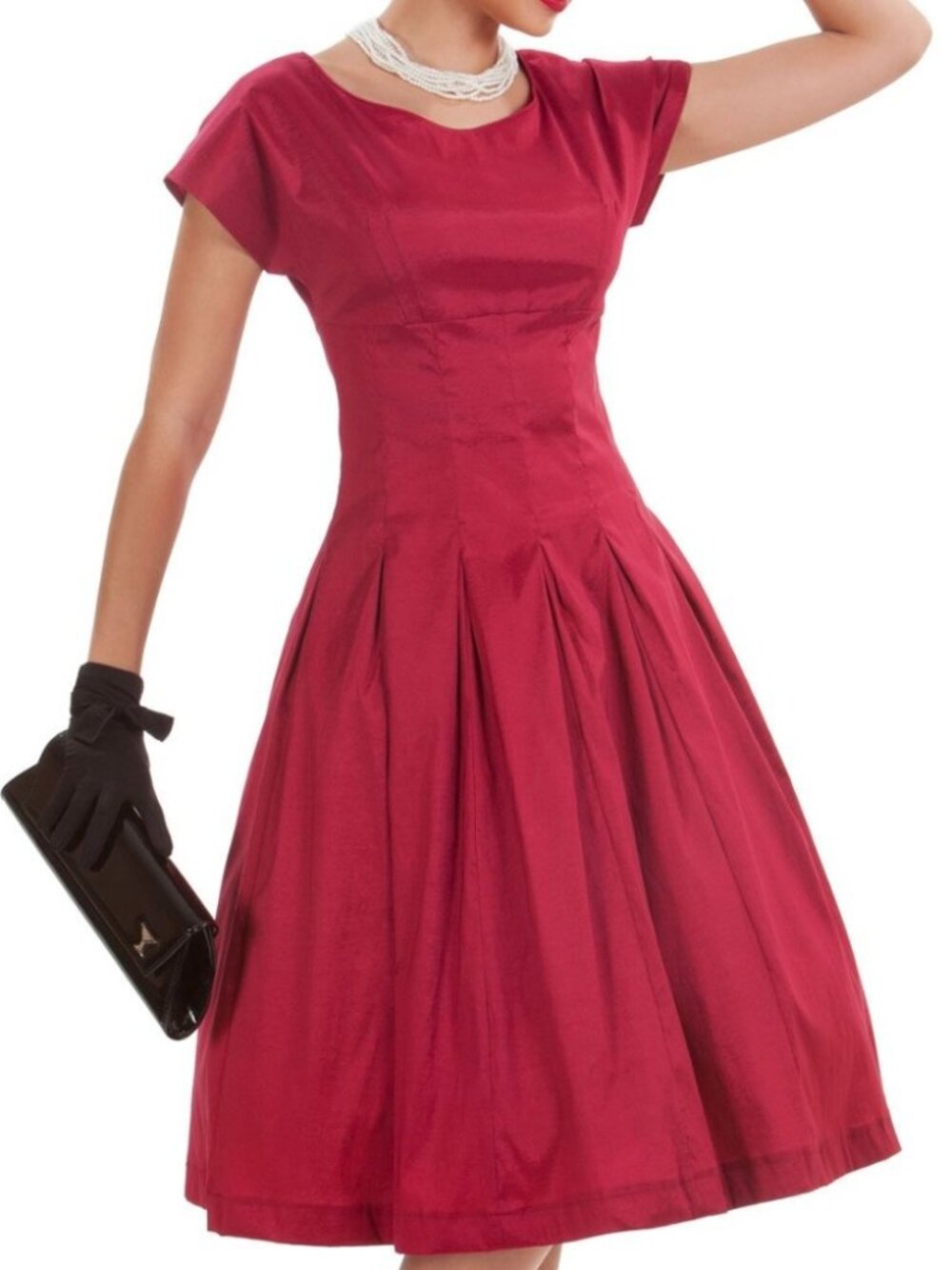 Vintage Rockabilly 40s Pinup Tatyana Red Lillian Dress | Large